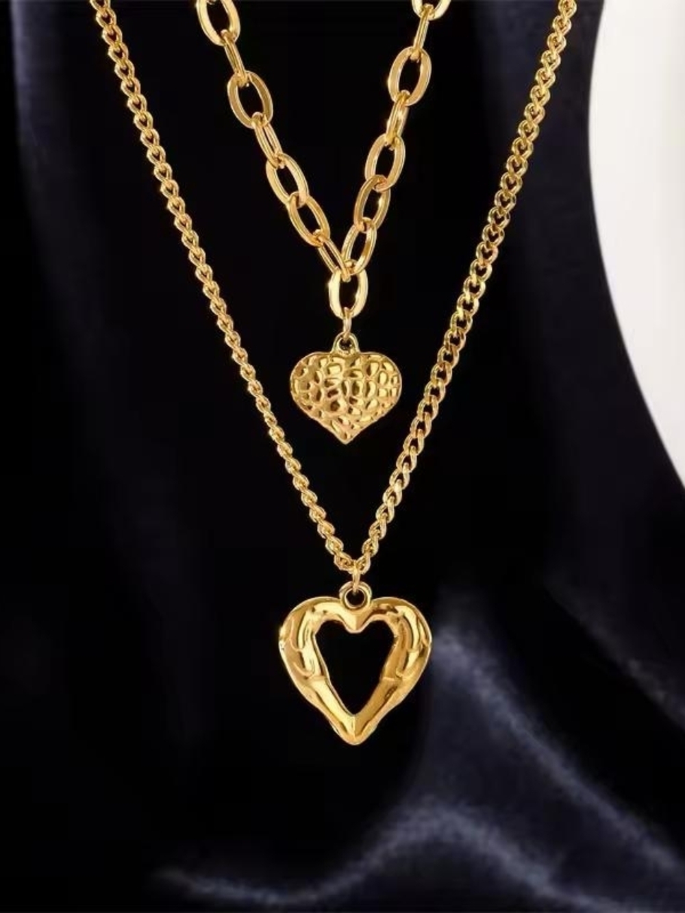 Gold Layered Heart Pendant Necklace